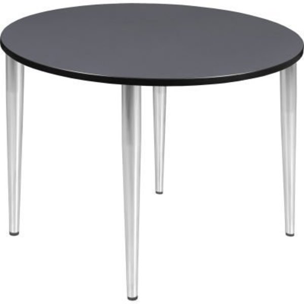 Regency Seating Regency Kahlo 48" Round Multipurpose Breakroom Tapered Leg Table, Grey/ Chrome TPL48RNDGYCM